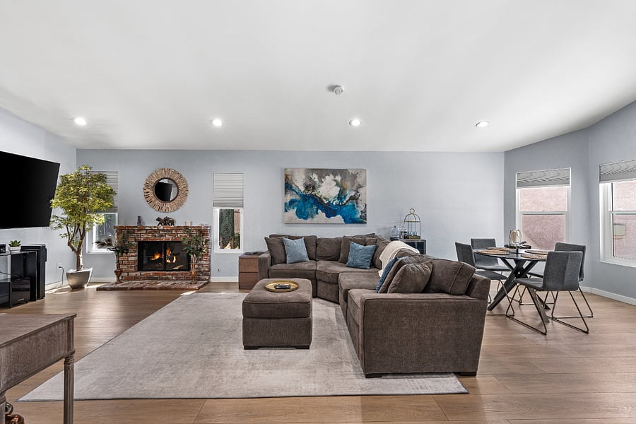 Living room with fireplace