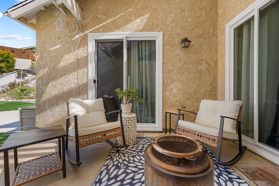 Patio with fire place
