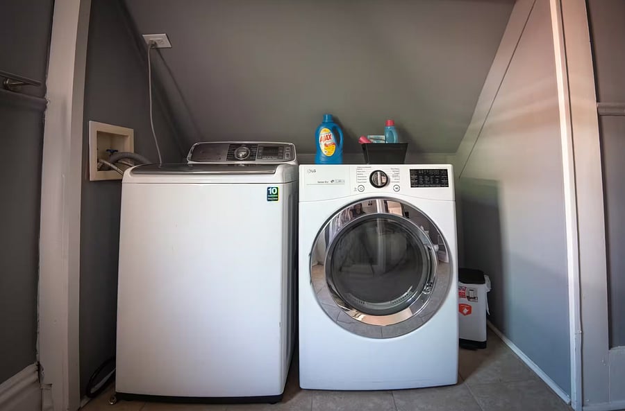 The laundry station with washer and dryer, makes it easy to refresh your clothes anytime.