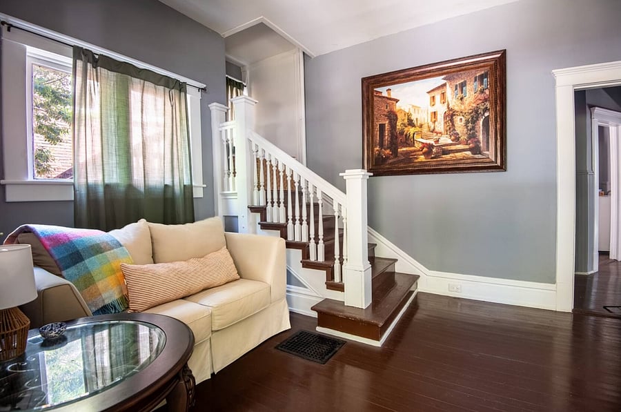 A warm, homey space greets you as you walk in. Pause, drop your bags, or take a moment to breathe after your journey.