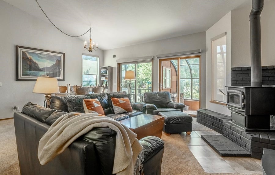 Living room, wood-burning stove
