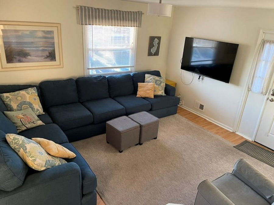 Sunny living room and very comfortable sectional couch.
