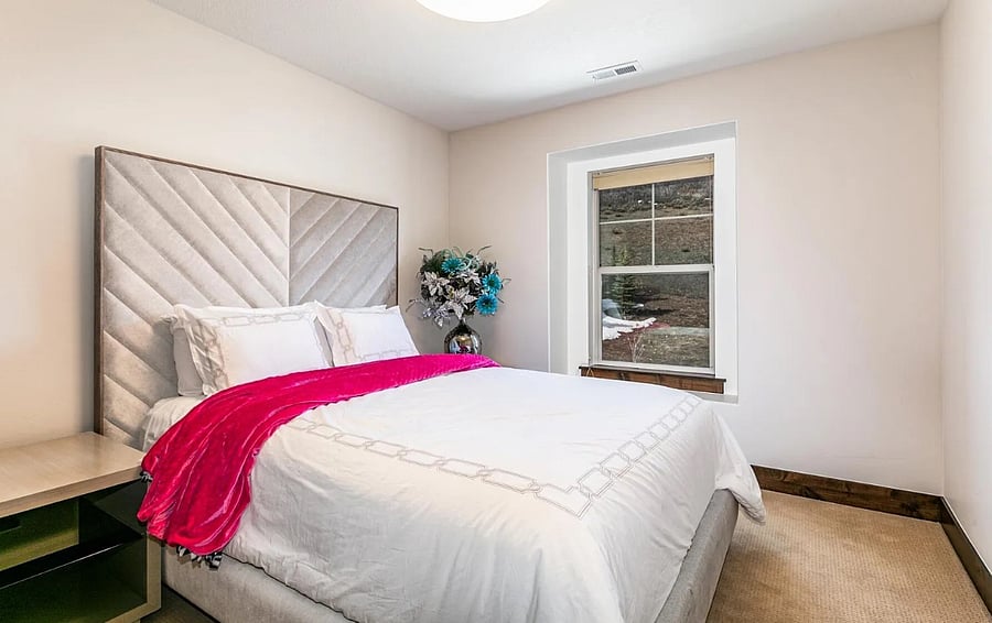 2F bedroom with queen bed, facing open space and has great privacy