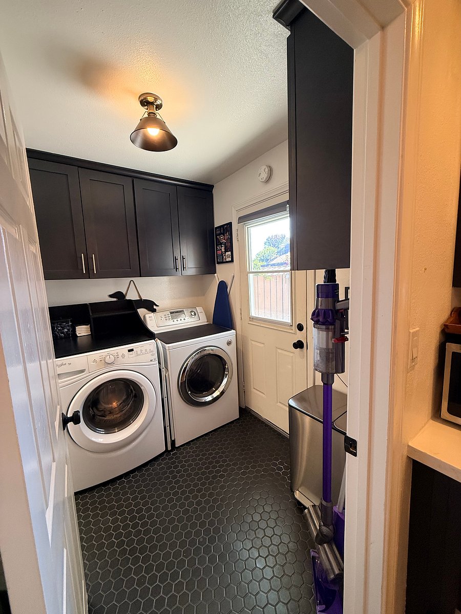 Laundry room and access to the backyard.