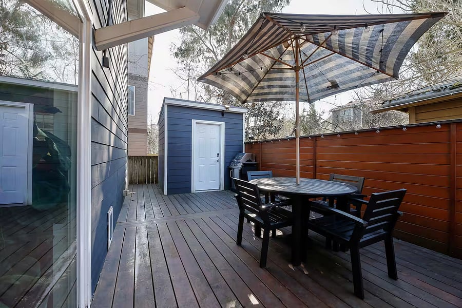 Private outdoor deck. We do not provide outdoor furniture in the winter