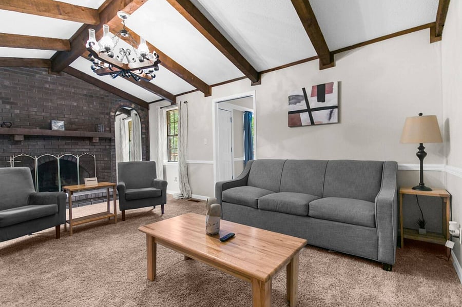 With a queen sofa bed included, this living area offers both comfort and flexibility, easily accommodating additional guests without sacrificing space.