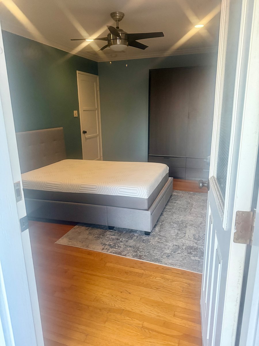 View of room from the door on the patio. Desk/Chair and nightstand didn't fit in the picture.