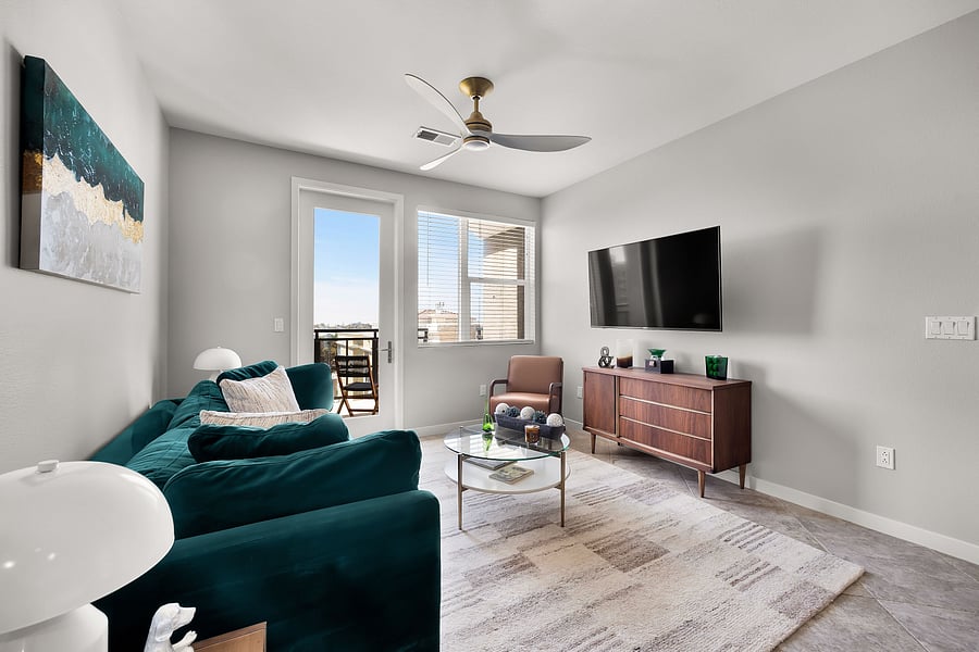 West facing views from your own private balcony right off the living room