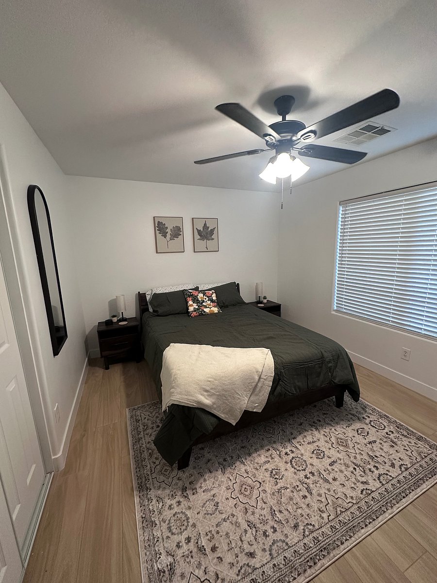 Bedroom 4 has queen bed, smart tv, dressers, closet and all the quality bedding of home