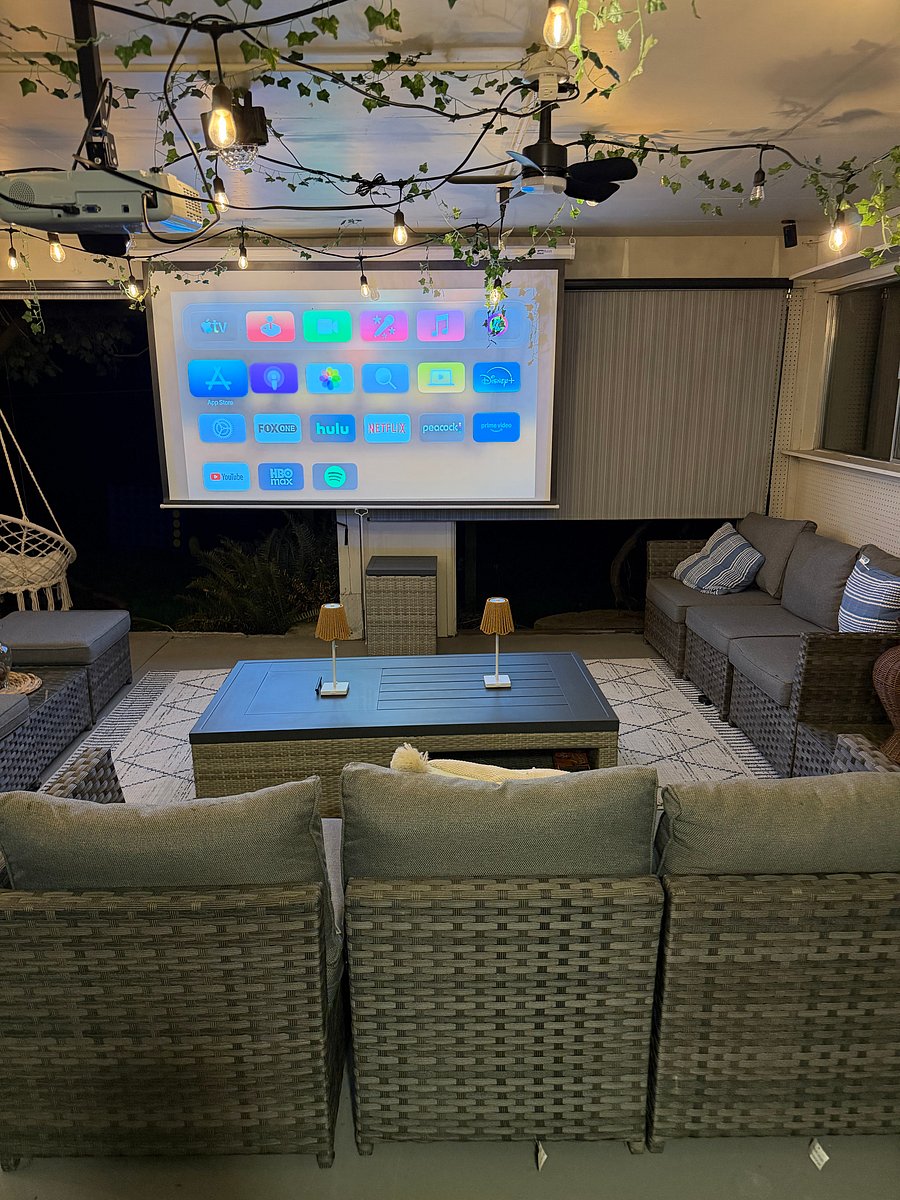 Enjoy a movie night on the backyard patio projector!
