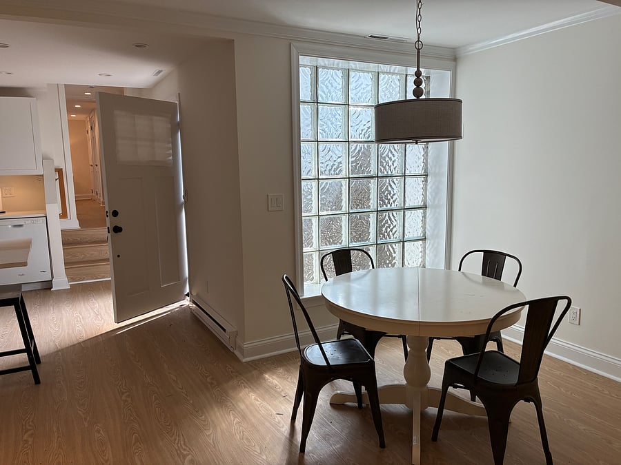 Dining space adjoining kitchen. Dining table seats up to six.