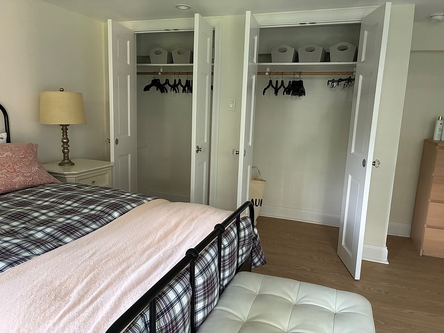 Two spacious closets in bedroom.