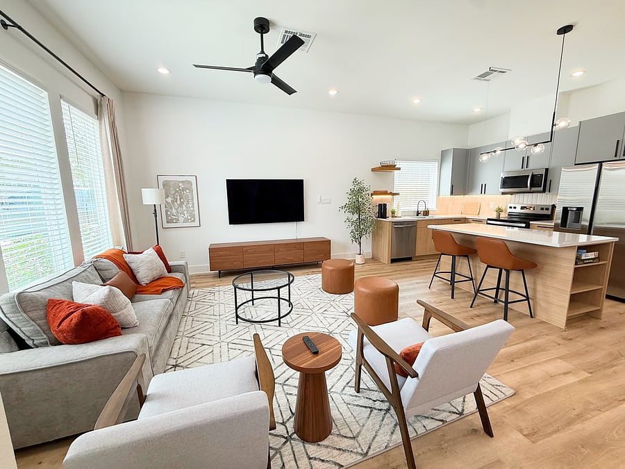 Open living room and kitchen