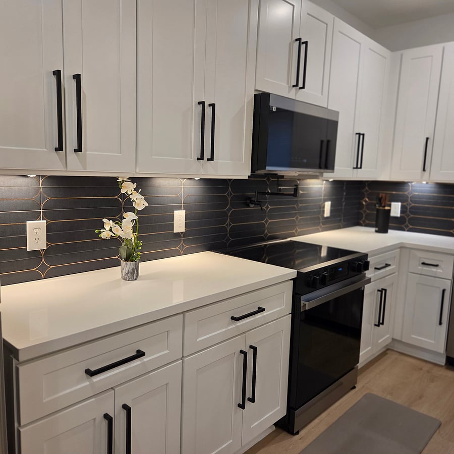 State-of-the-art kitchen with customizable lighting zones, modern appliances, and everything you need to cook, dine, and entertain in comfort -"perfect for weekend getaways and extended stays."
