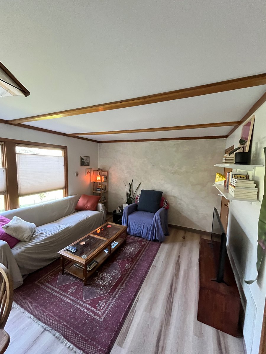 Downstairs television and seating area