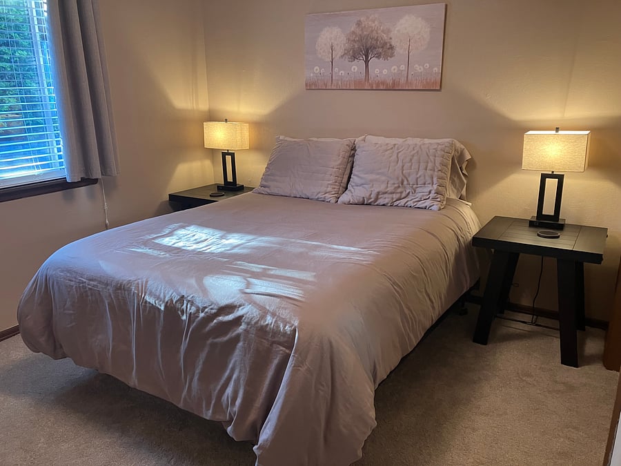 Second bedroom upstairs. queen bed very comfortable! dresser and closet