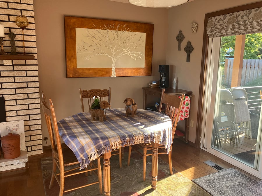 we call this the kids table or the breakfast nook.