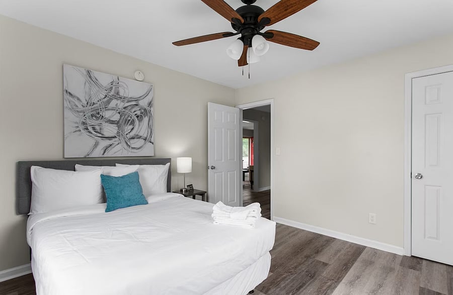 Settle into a cozy full bedroom designed for comfort, offering a relaxing space to unwind and recharge after a full day out.
