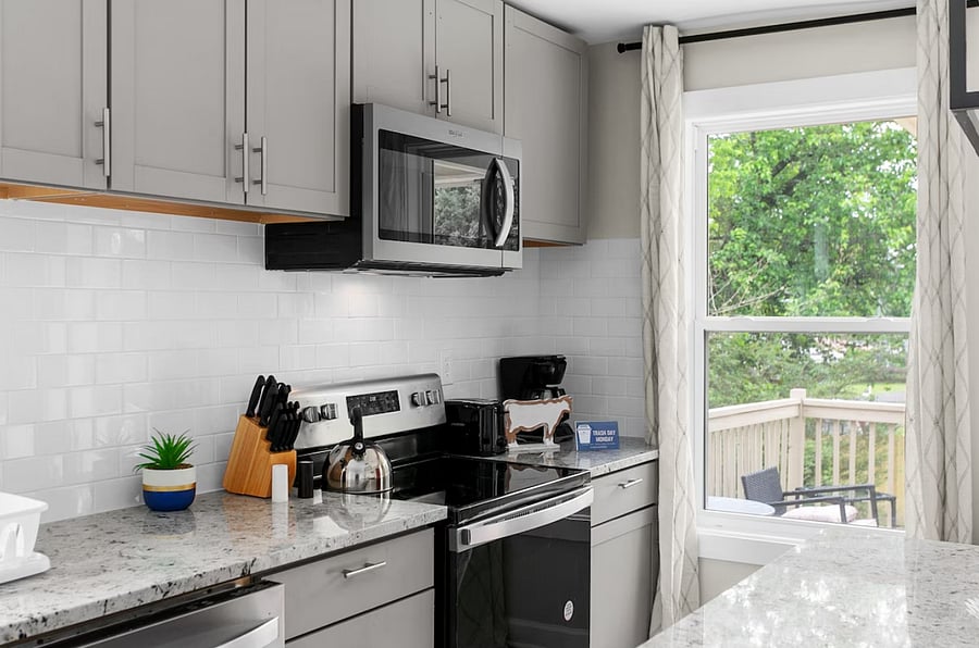 Start your mornings right with a dedicated coffee setup, plus a fully stocked kitchen that makes everything from quick breakfasts to full dinners a breeze.