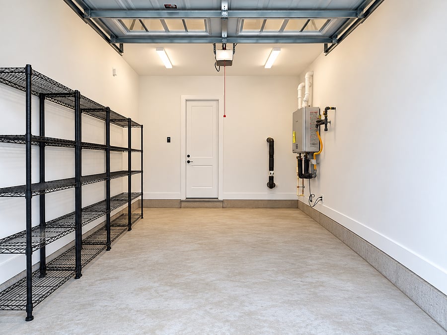 Private one-car garage with additional storage space
