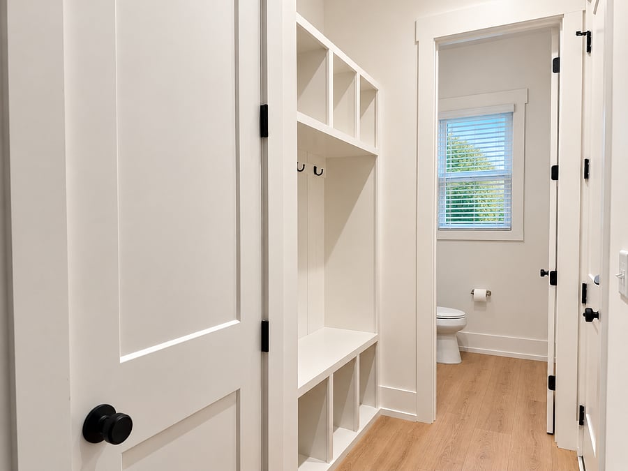 Convenient drop zone and main-level powder room