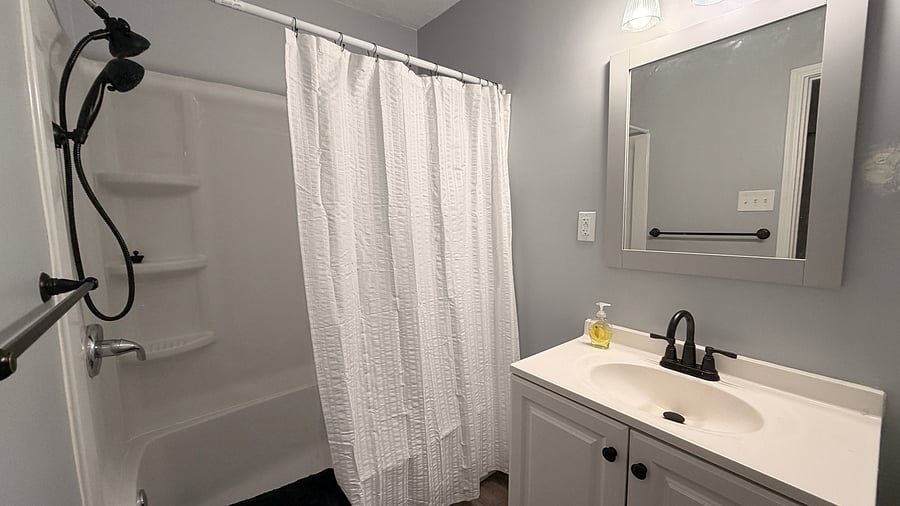 2nd bathroom is located in the 4th bedroom with the full bed.