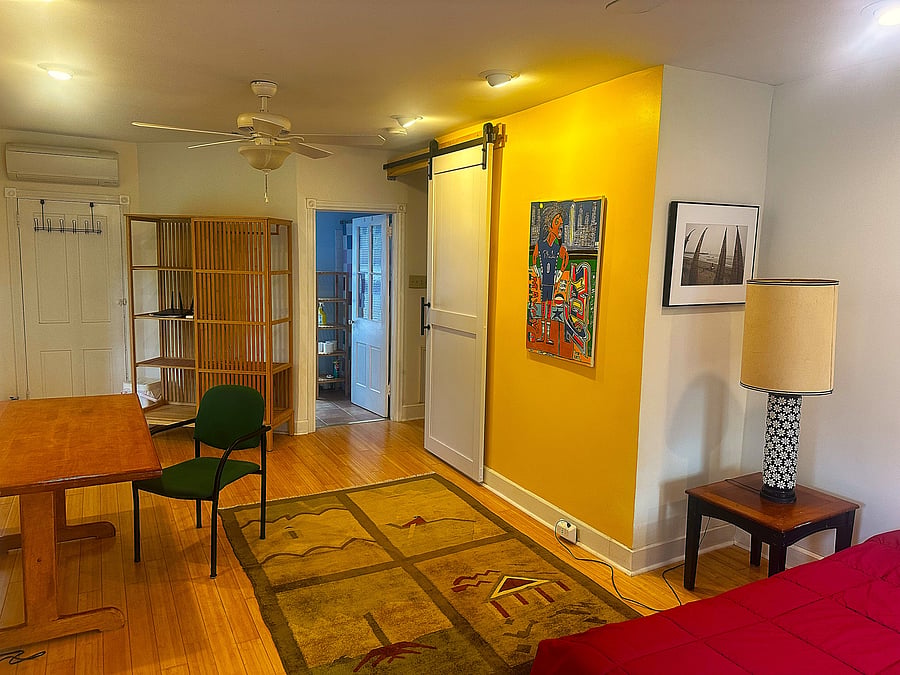 View of the studio from the front of the room. All artwork are originals