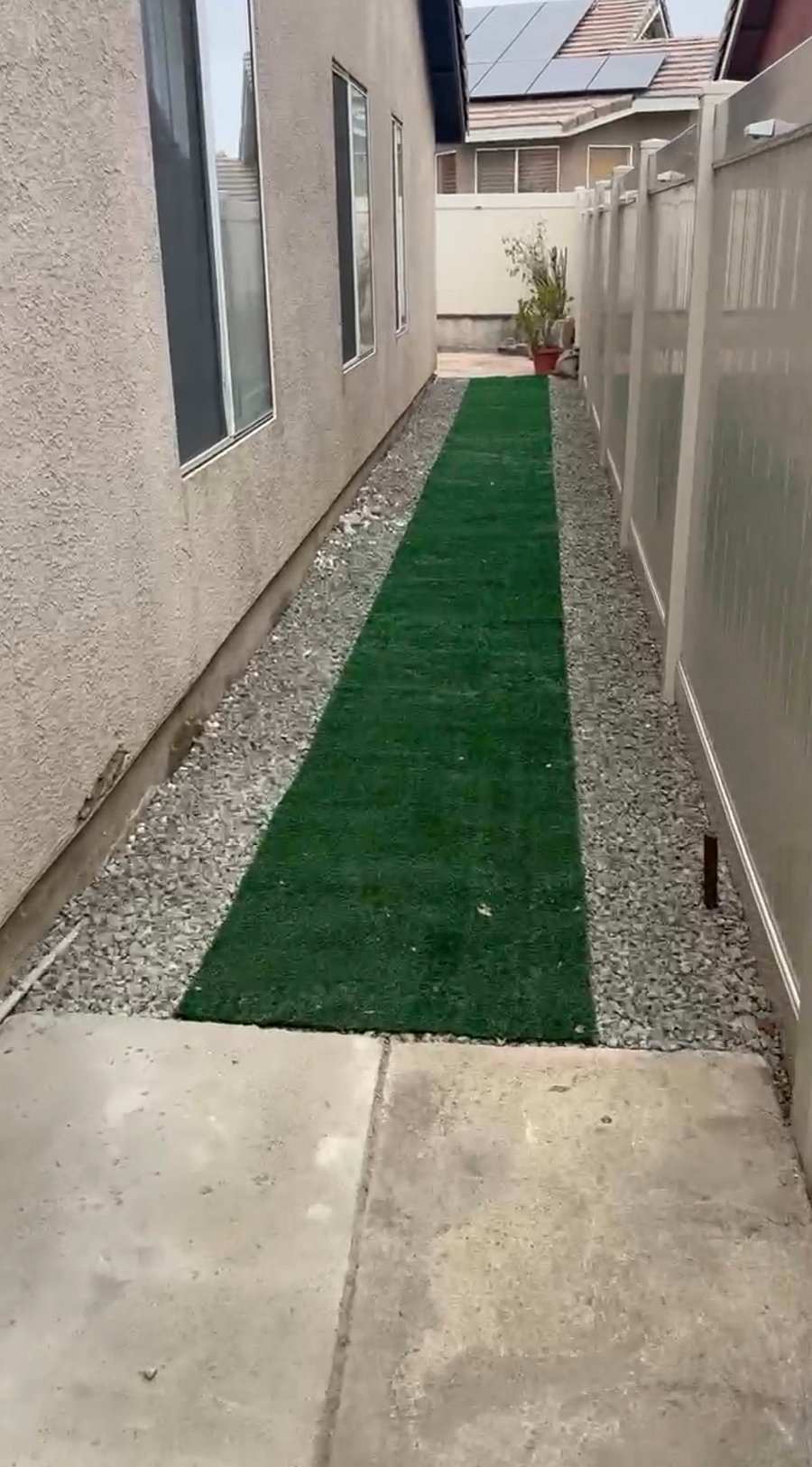Walkway for the well-lit private entrance.