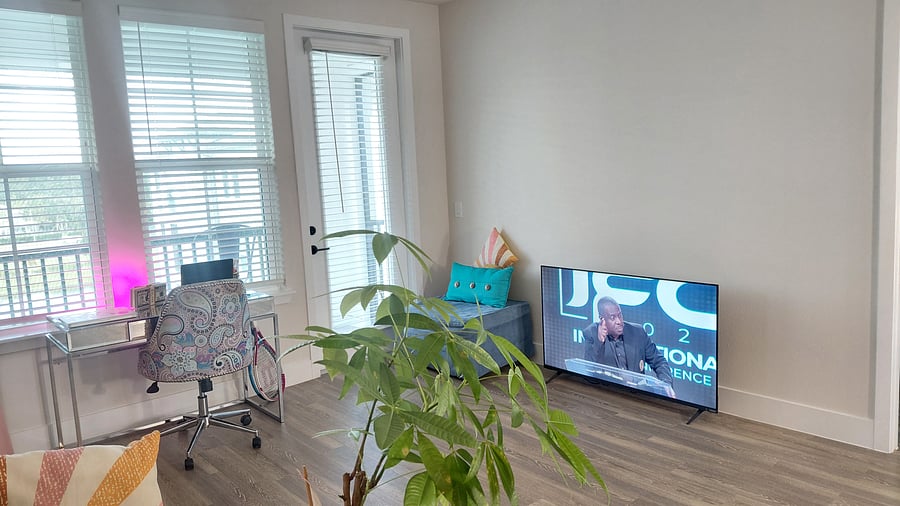RELAX and watch some inspirational podcast in the cozy living room
