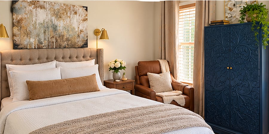 Relax in a brand new Italian leather camel colored Barca lounger, with views of the 55-inch flatscreen TV and fireplace, outside lies the fountain terrace, manicured lawns and humongous deck.
