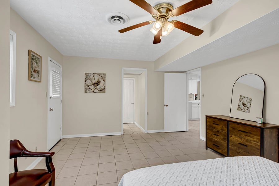 Plenty of room to spread out, with easy-care tile floors throughout and the bath just down the hall.