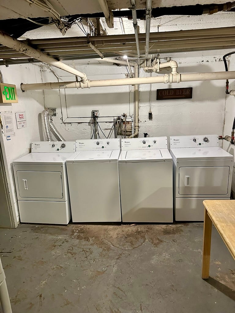 Free shared laundry directly downstairs from the unit.