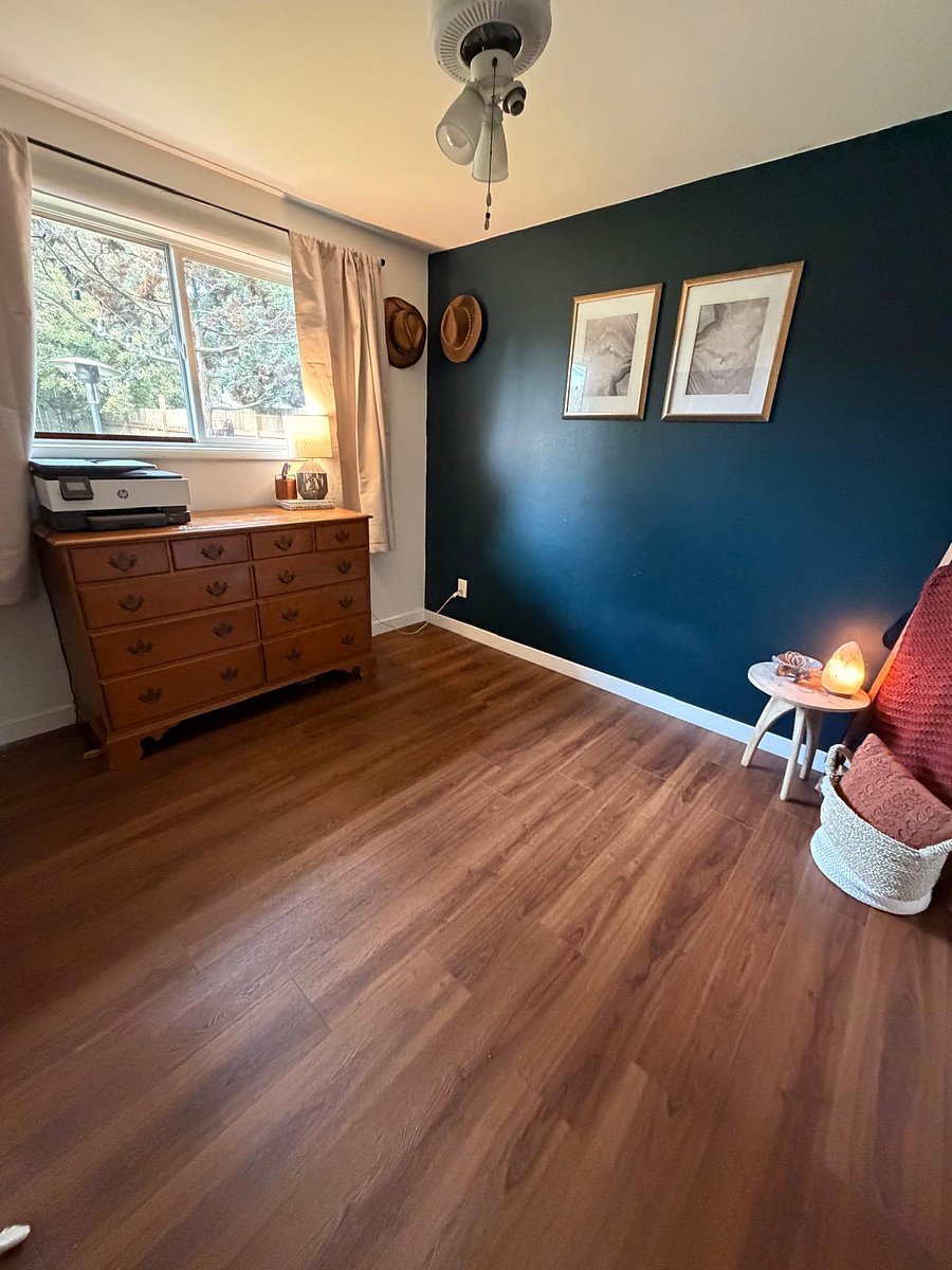 second bedroom with closet, full bed or desk