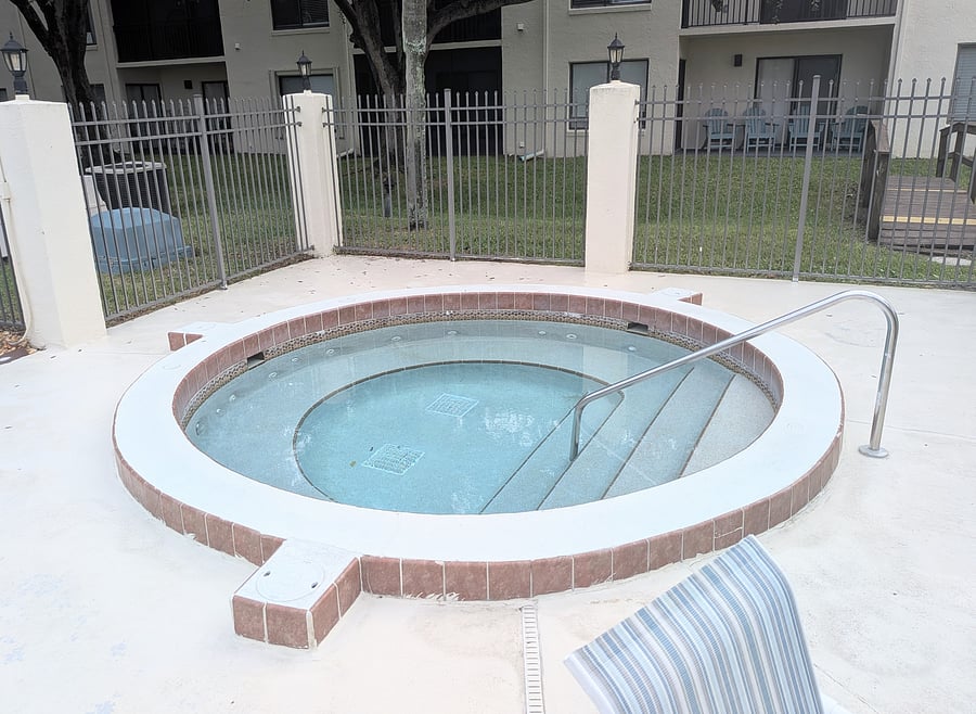 Large hot tub available for use by guests.