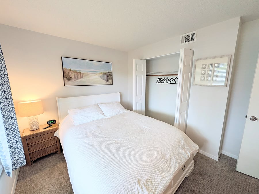 Second bedroom with comfortable queen bed and large closet.  Smart LCD TV available.