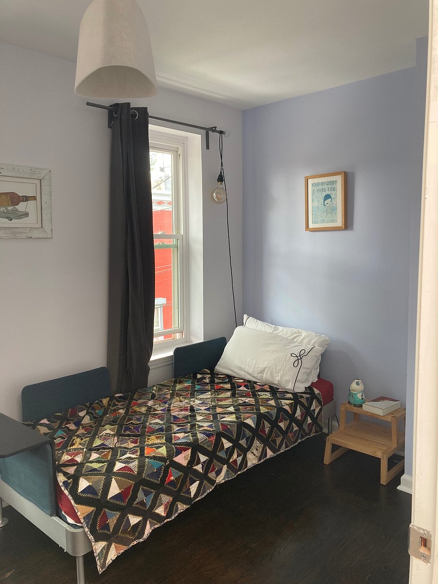 Bedroom/study with full closet, dresser, and office set-up.
Set-up as bedroom.