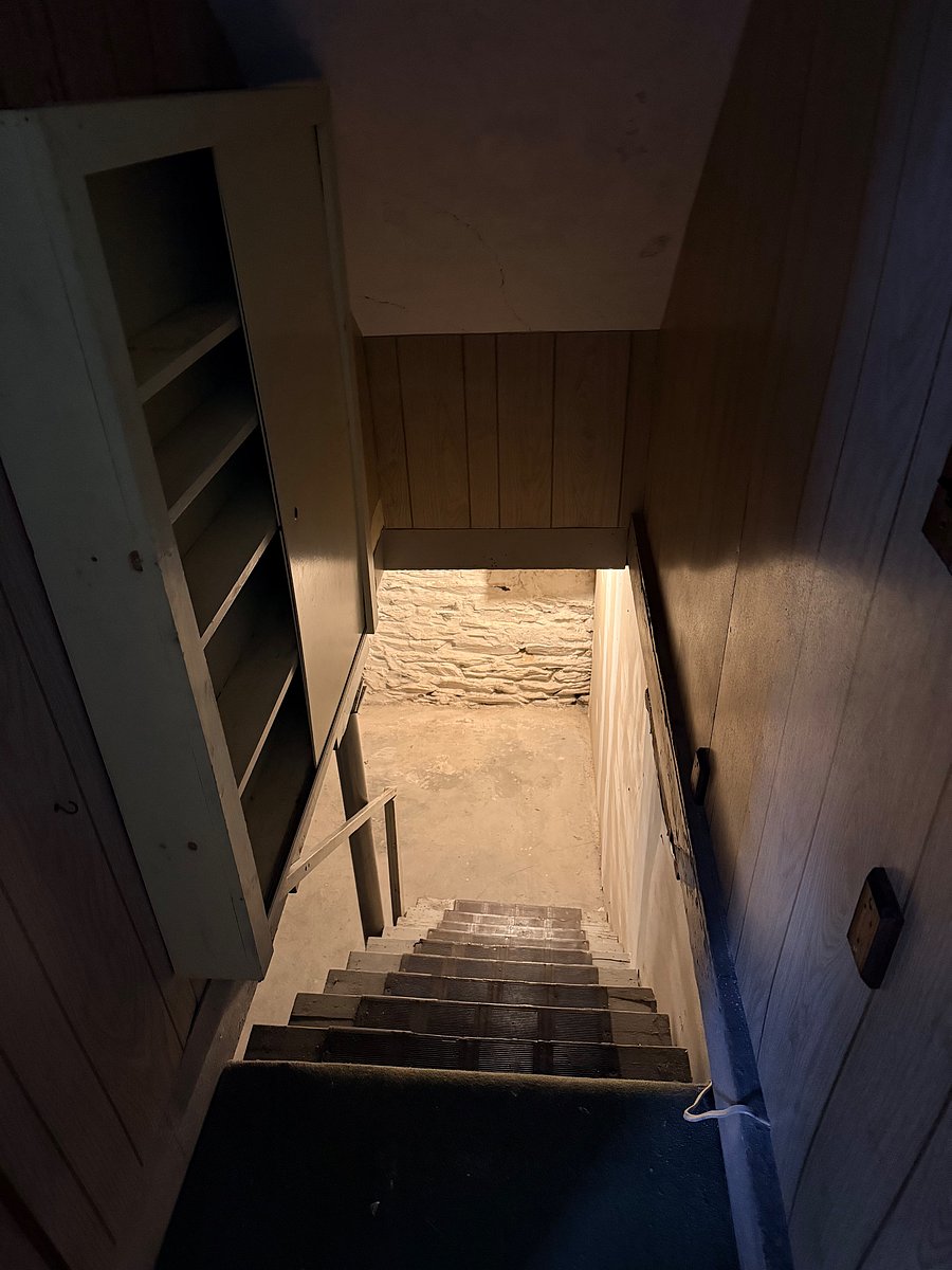 stairs to the basement; plenty of storage space in the basement