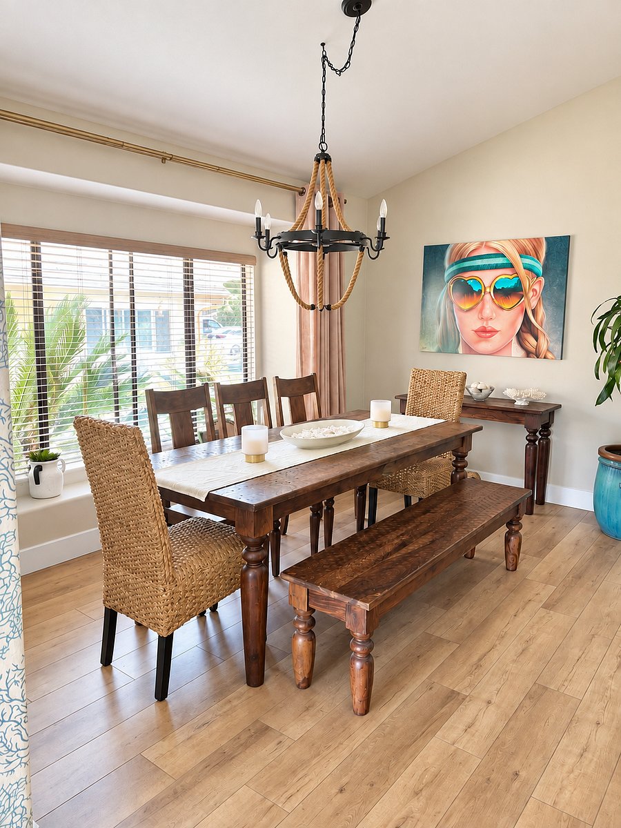 Dining room table seats up to 10 people