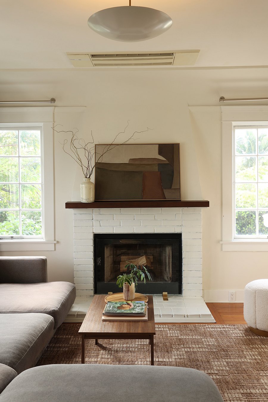 Working wood fireplace.