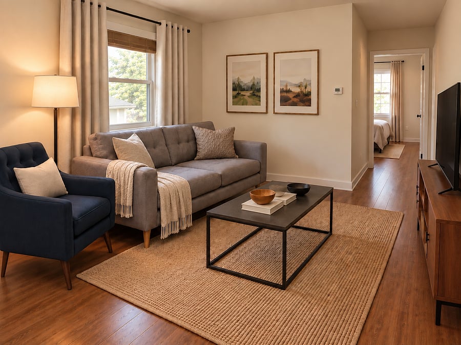 Virtually staged living room