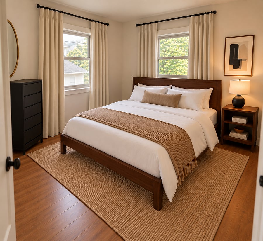 Virtually staged bedroom