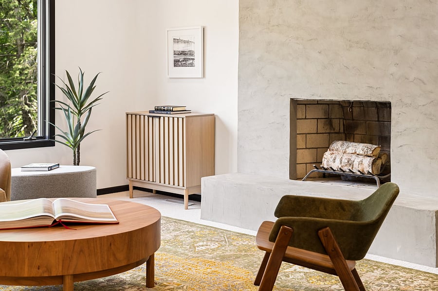 Beautiful decorative fireplace in the living room.