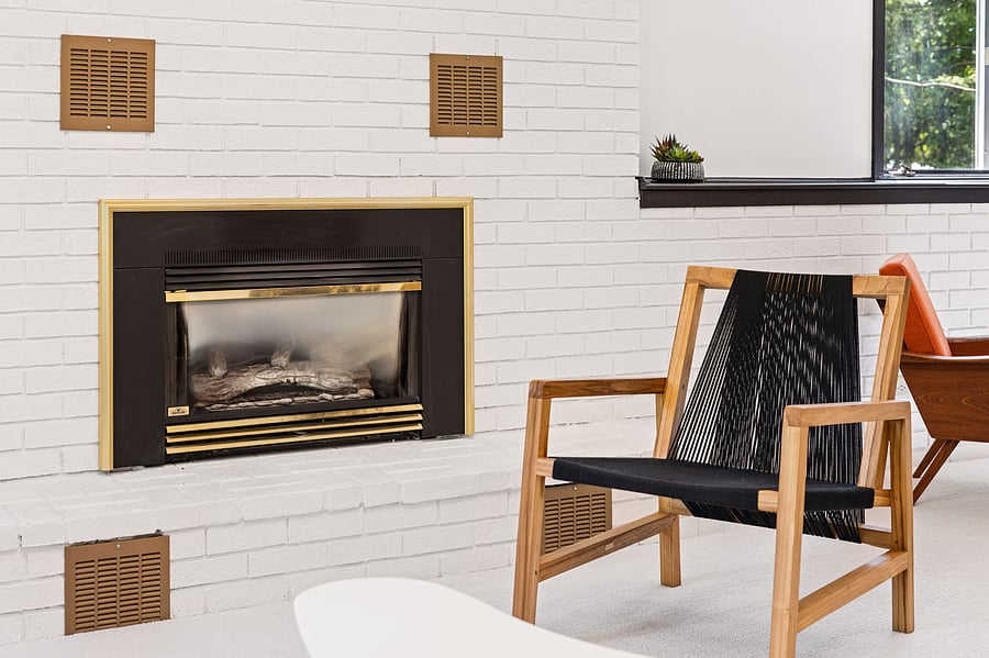 Gas fireplace in the cozy family room.