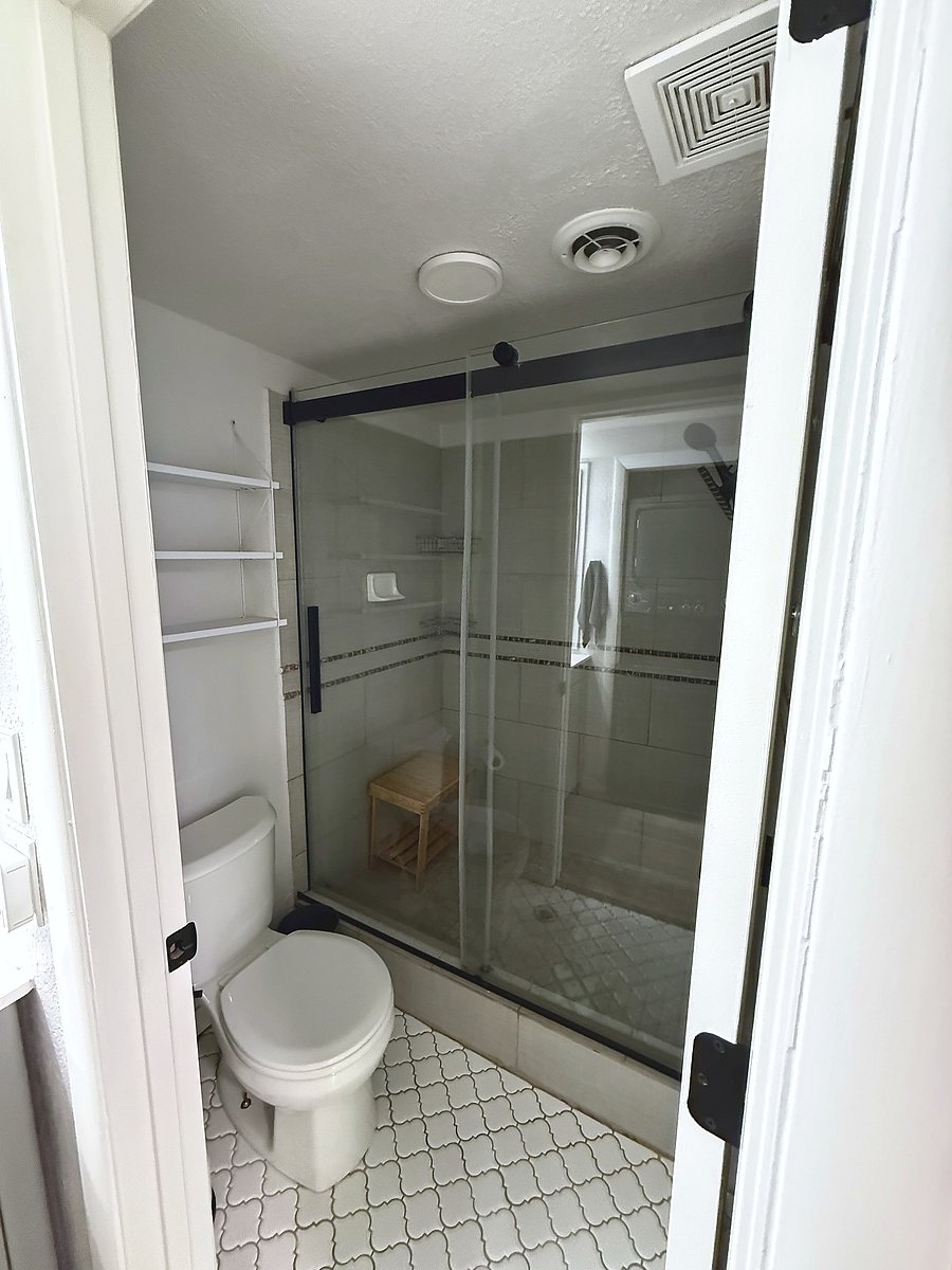 Glass walk-in shower