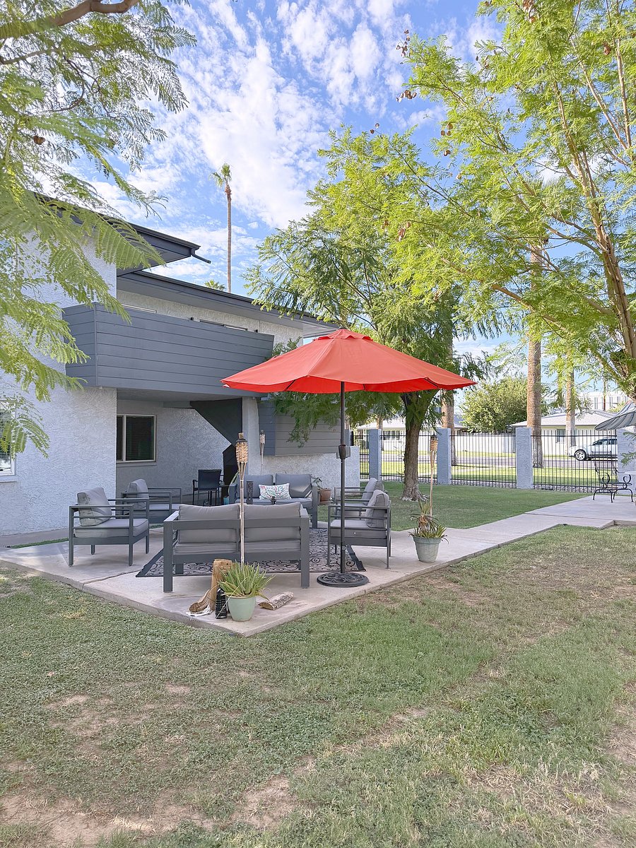 Outdoor patio with lounge seating