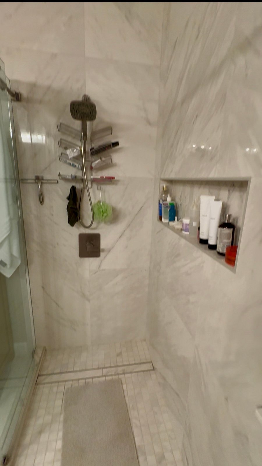 Master shower has two shower heads - this is the power shower side