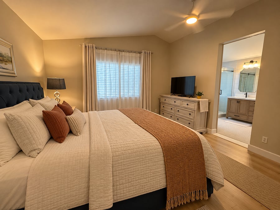Master bedroom with smart TV