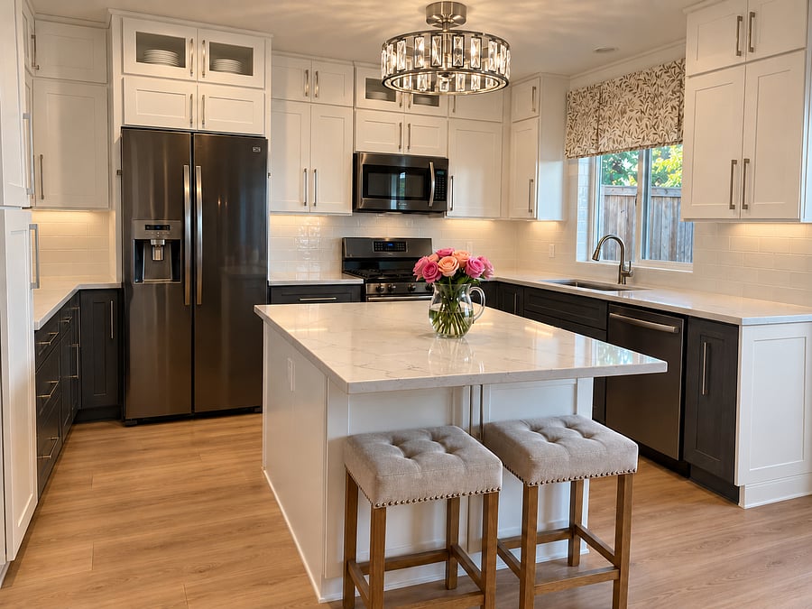 Kitchen with generous island and all appliances