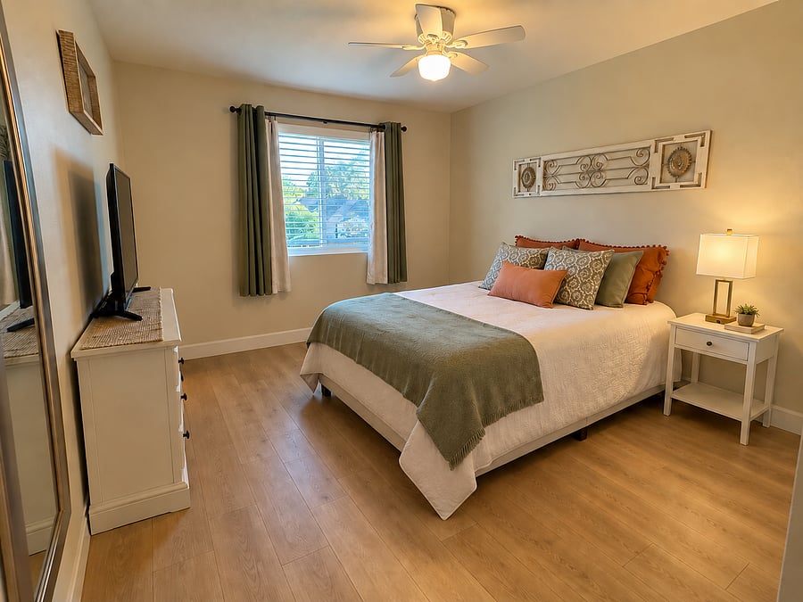 Bedroom 3 with queen bed, will also have small corner desk