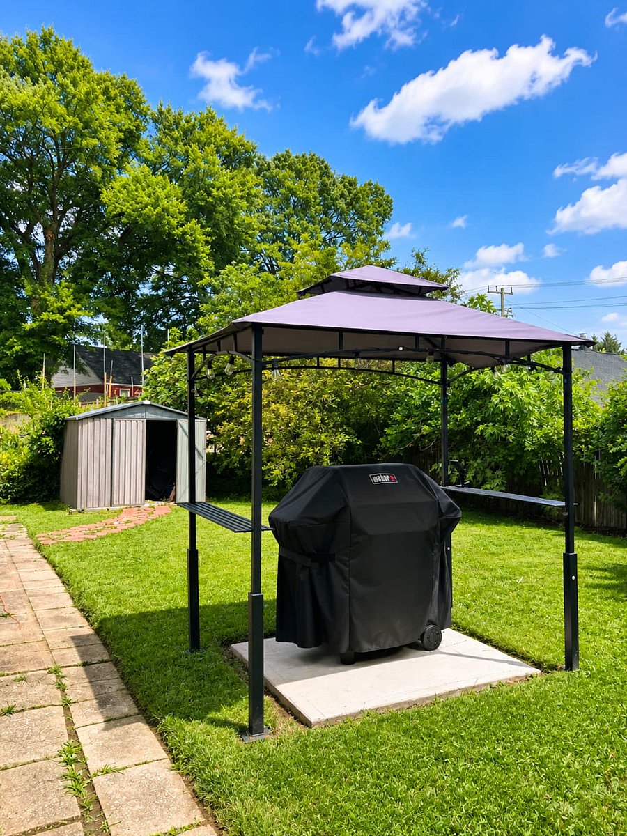 Fully fenced private backyard with outdoor seating, Weber grill, and automatic night lighting. Enjoy a comfortable outdoor space for grilling, relaxing, morning coffee, or gathering with family and friends.